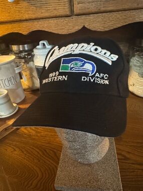 Champions 1999 AFC Western Division Seattle Seahawks Hat Made in Taiwan ROC